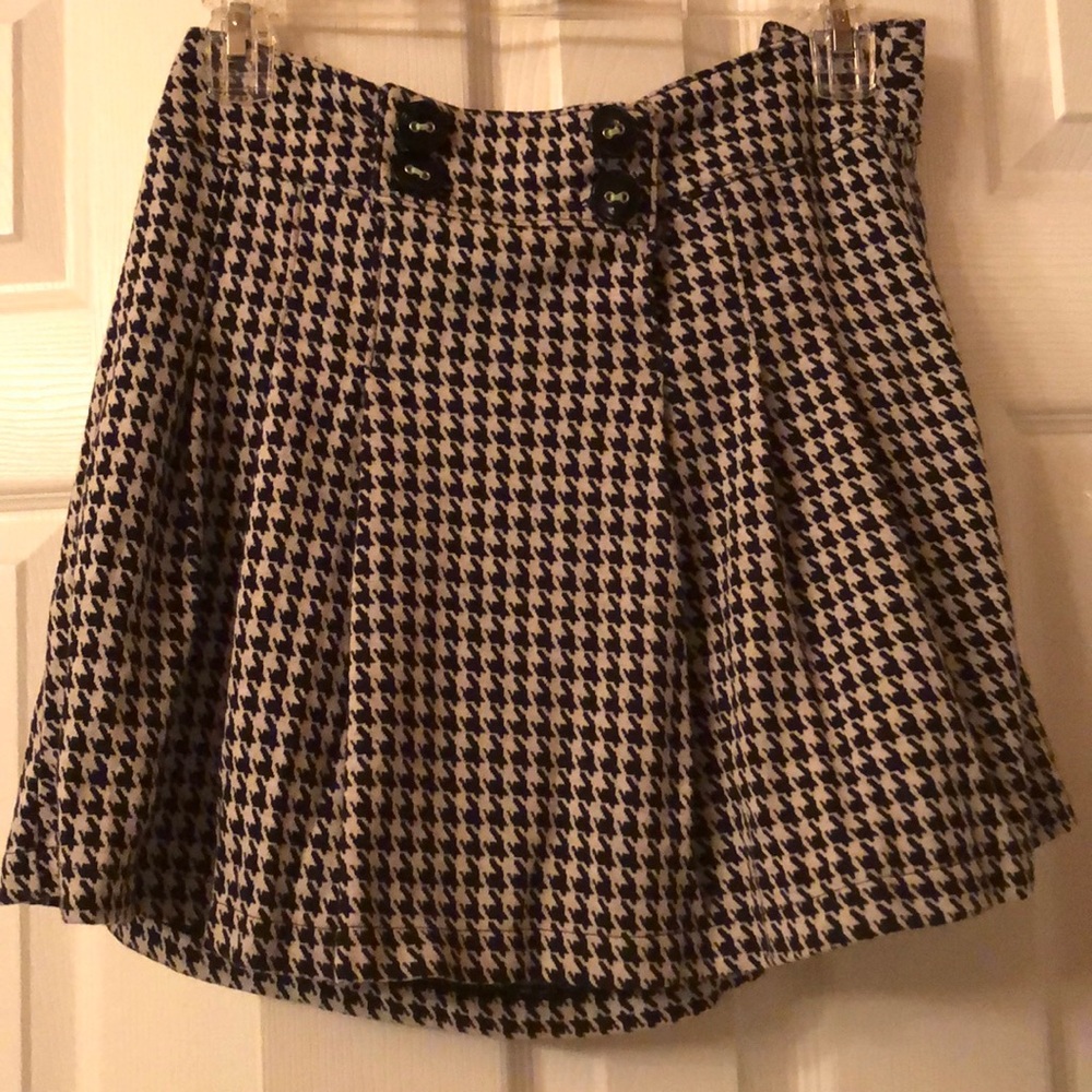 👉Mad Style Houndstooth Suspenders pleated Skirt